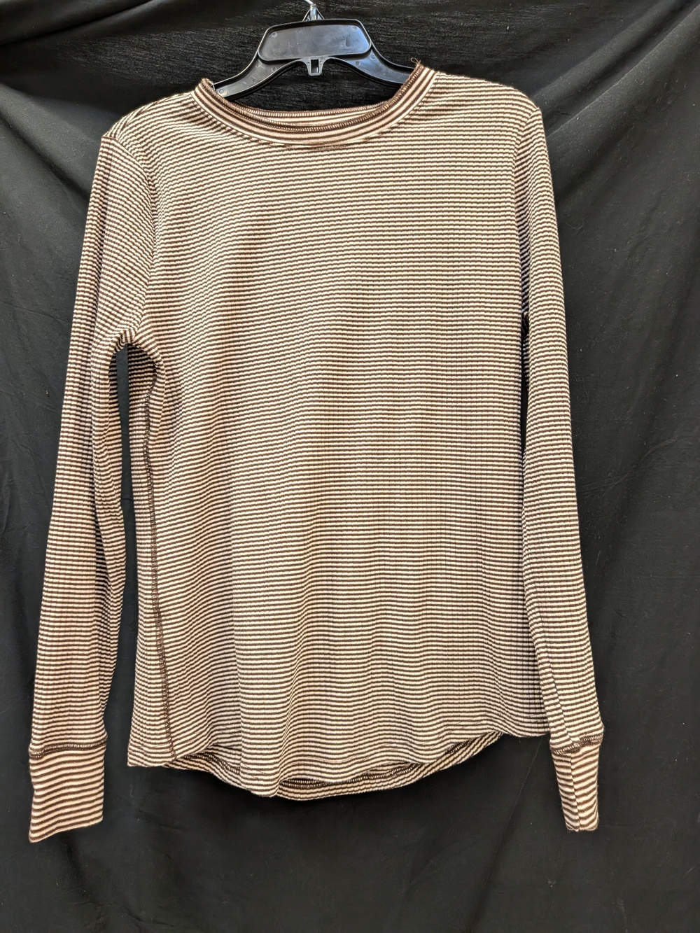 Striped Long-Sleeve Women's Top in Brown and Cream